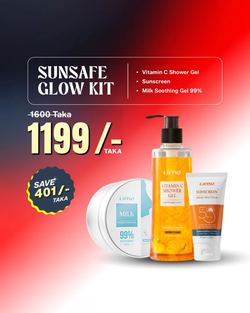 SunSafe Glow Kit - Lavino Milk Soothing Gel + Lavino Sunscreen + Lavino Vitamin C Shower Gel